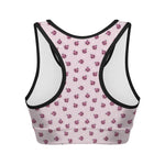 Pink Ladybug Pattern Print Women's Sports Bra