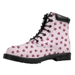 Pink Ladybug Pattern Print Work Boots