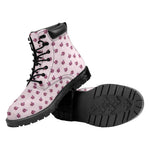Pink Ladybug Pattern Print Work Boots