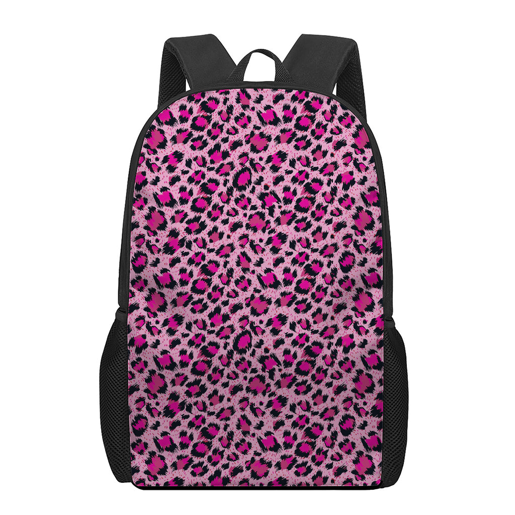 Pink Leopard Print 17 Inch Backpack