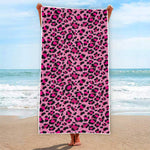 Pink Leopard Print Beach Towel