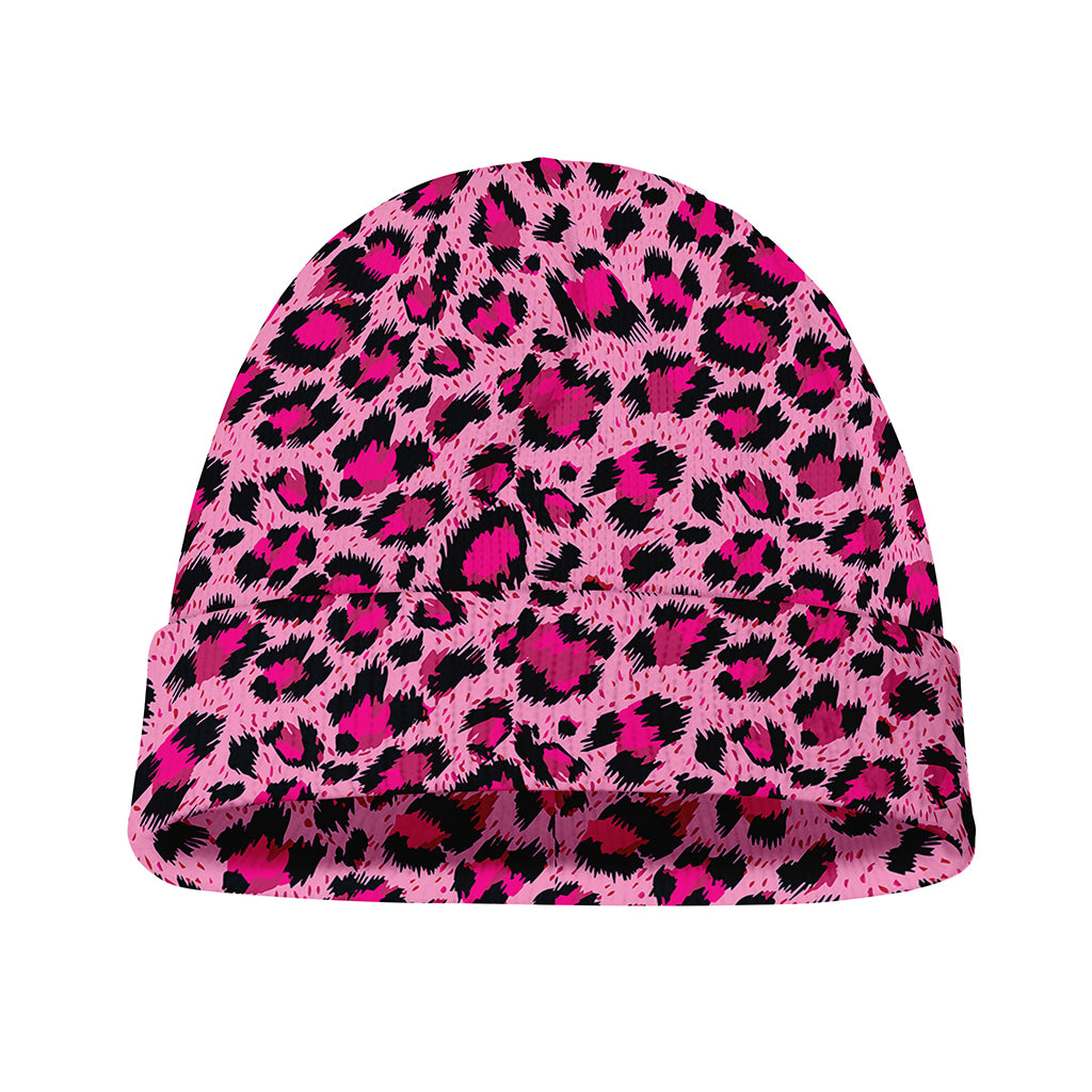 Pink Leopard Print Beanie