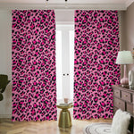 Pink Leopard Print Blackout Pencil Pleat Curtains