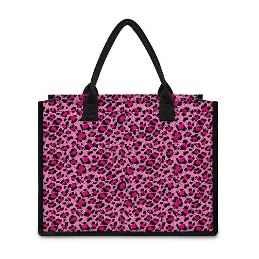 Pink Leopard Print Canvas Tote Bag