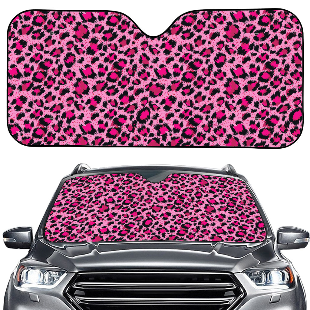 Pink Leopard Print Car Windshield Sun Shade