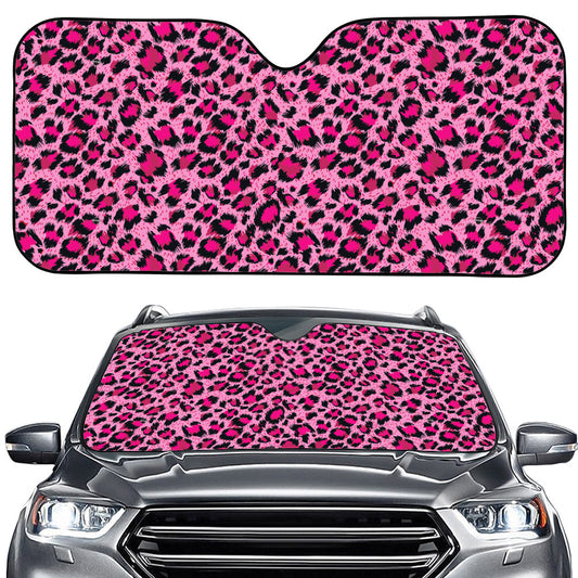 Pink Leopard Print Car Windshield Sun Shade