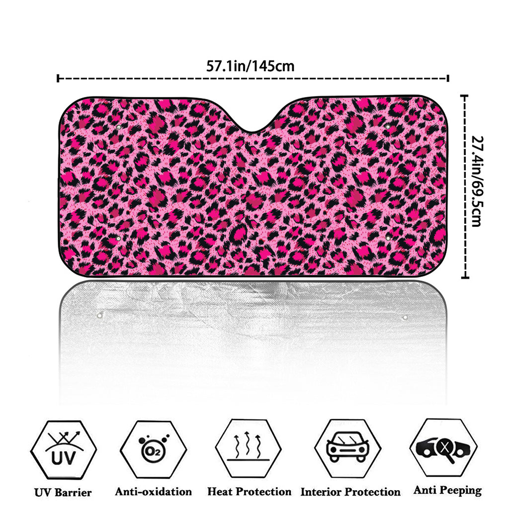 Pink Leopard Print Car Windshield Sun Shade