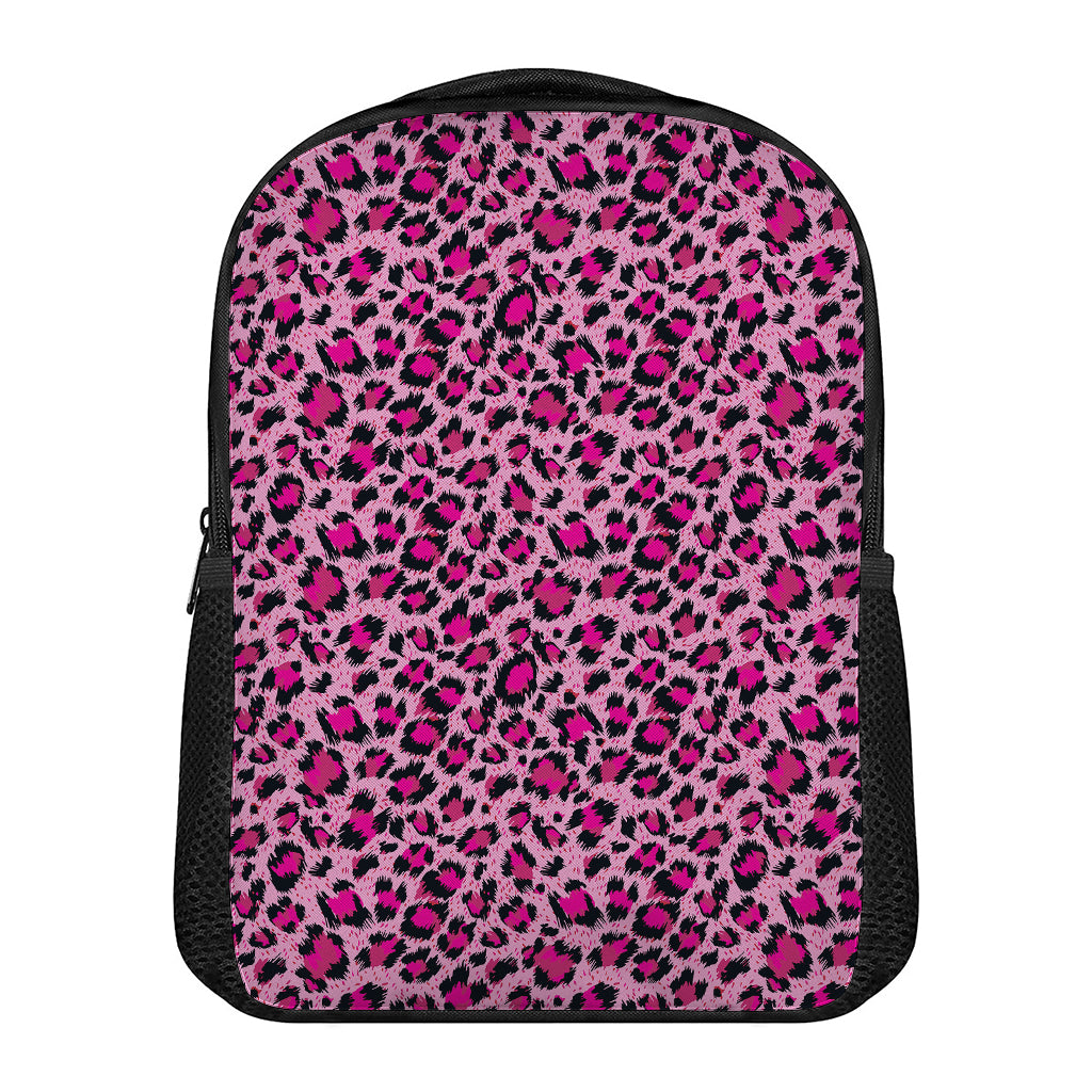 Pink Leopard Print Casual Backpack