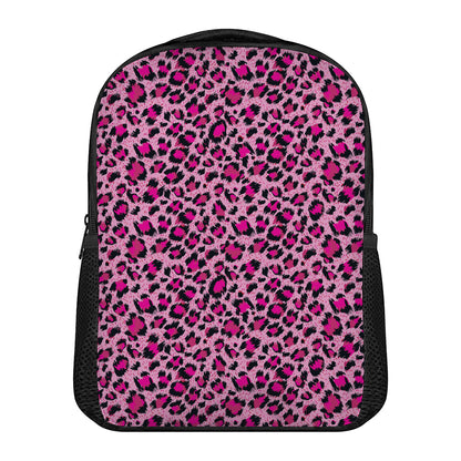 Pink Leopard Print Casual Backpack