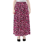 Pink Leopard Print Chiffon Maxi Skirt