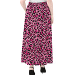 Pink Leopard Print Chiffon Maxi Skirt