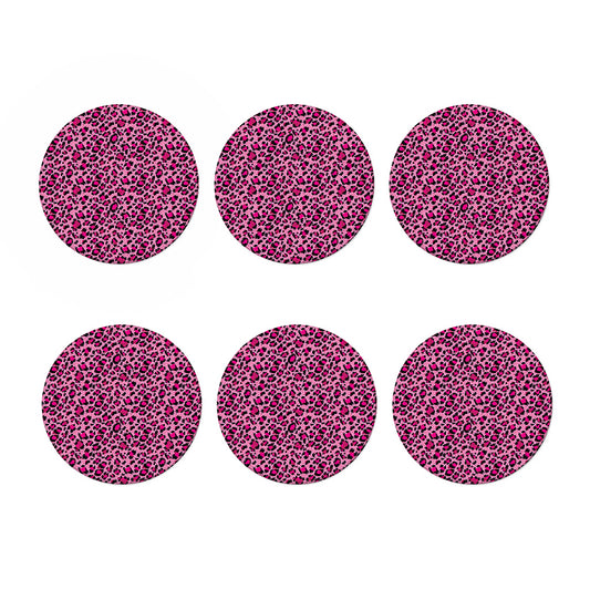 Pink Leopard Print Coaster Set