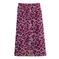 Pink Leopard Print Cotton Front Slit Maxi Skirt