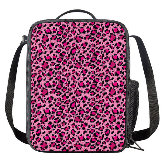 Pink Leopard Print Crossbody Lunch Bag