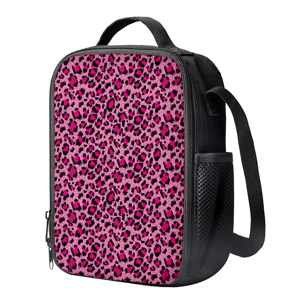Pink Leopard Print Crossbody Lunch Bag