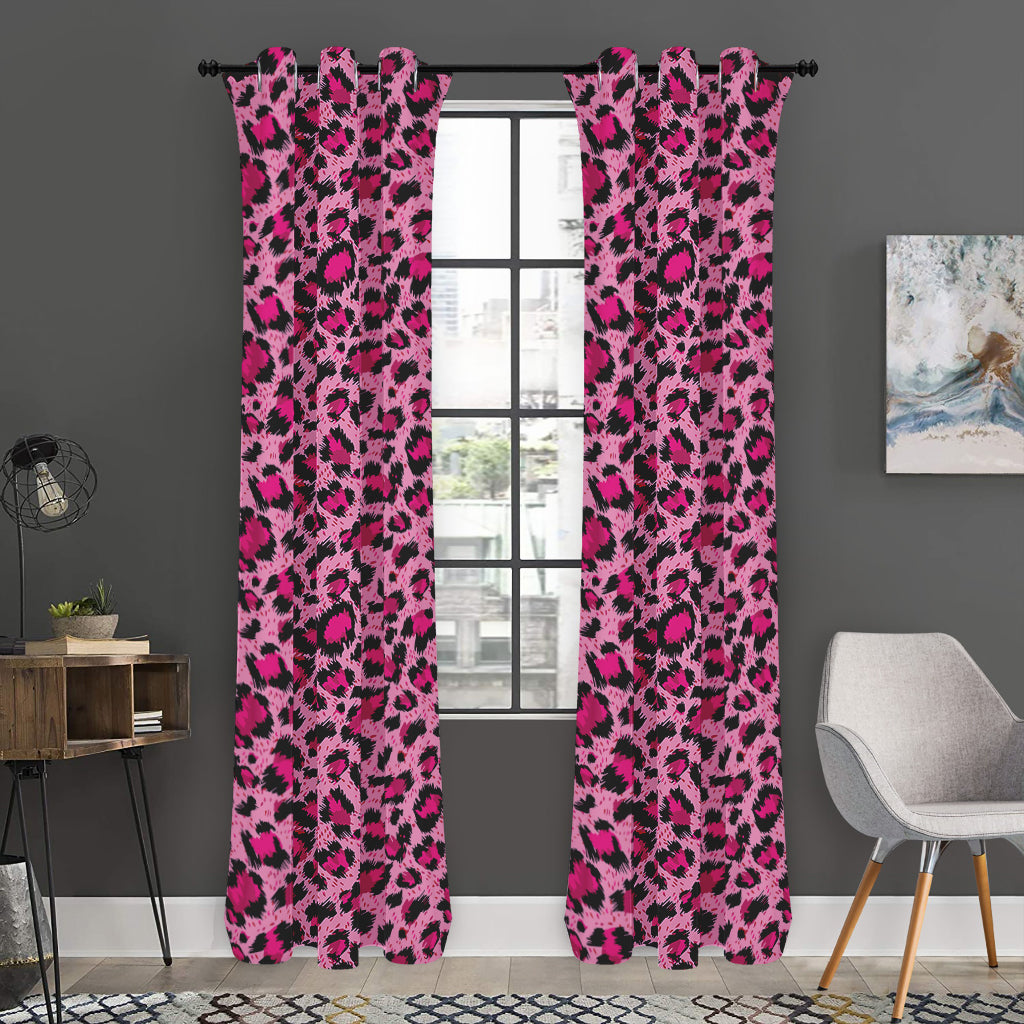 Pink Leopard Print Curtain