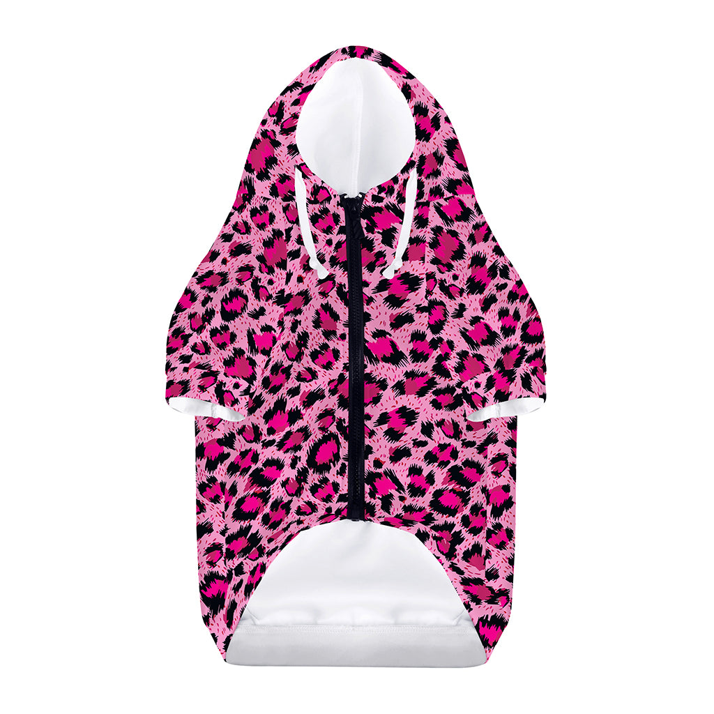 Pink Leopard Print Dog Zip Up Hoodie