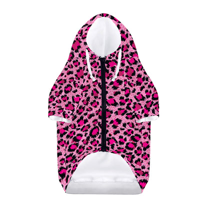 Pink Leopard Print Dog Zip Up Hoodie