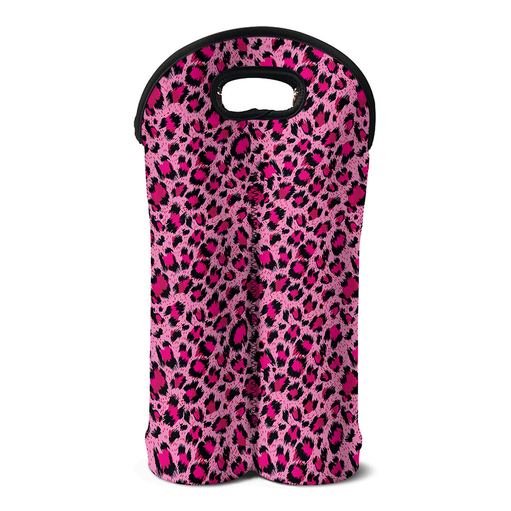 Pink Leopard Print Double Neoprene Wine Tote
