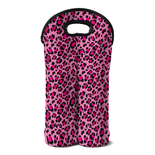 Pink Leopard Print Double Neoprene Wine Tote