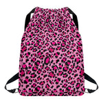 Pink Leopard Print Drawstring Backpack
