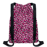 Pink Leopard Print Drawstring Backpack
