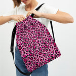 Pink Leopard Print Drawstring Backpack