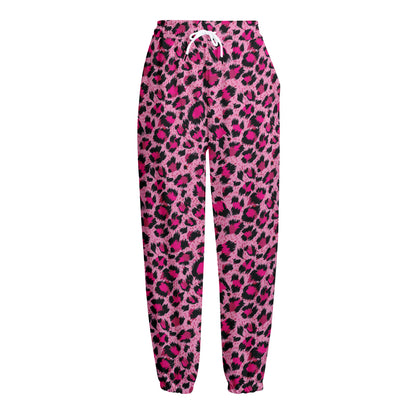 Pink Leopard Print Fleece Lined Knit Pants