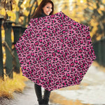 Pink Leopard Print Foldable Umbrella