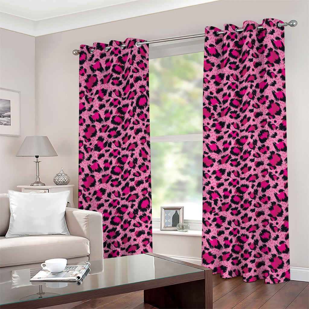 Pink Leopard Print Grommet Curtains