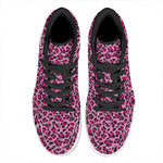 Pink Leopard Print High Top Leather Sneakers