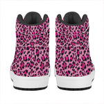 Pink Leopard Print High Top Leather Sneakers