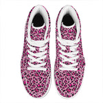 Pink Leopard Print High Top Leather Sneakers