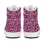 Pink Leopard Print High Top Leather Sneakers