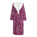 Pink Leopard Print Hooded Bathrobe