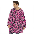 Pink Leopard Print Hoodie Blanket