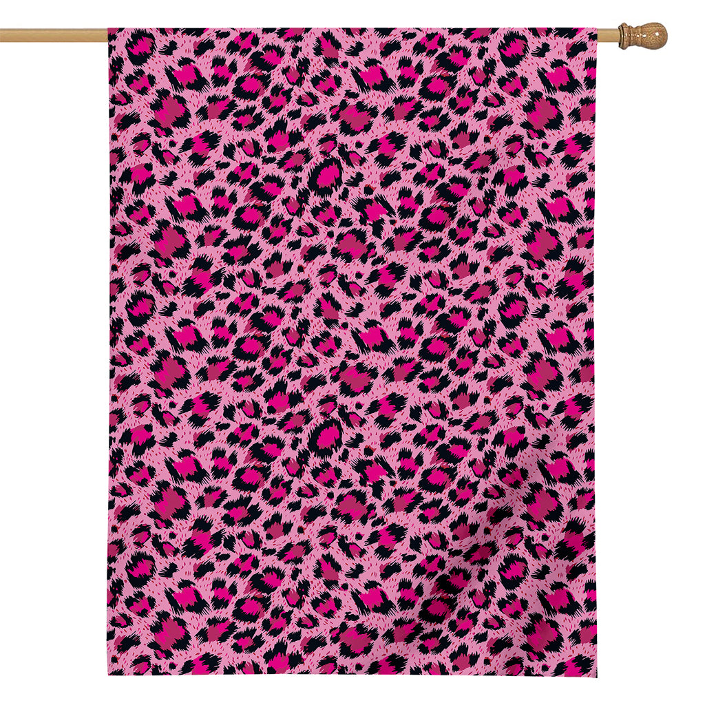 Pink Leopard Print House Flag