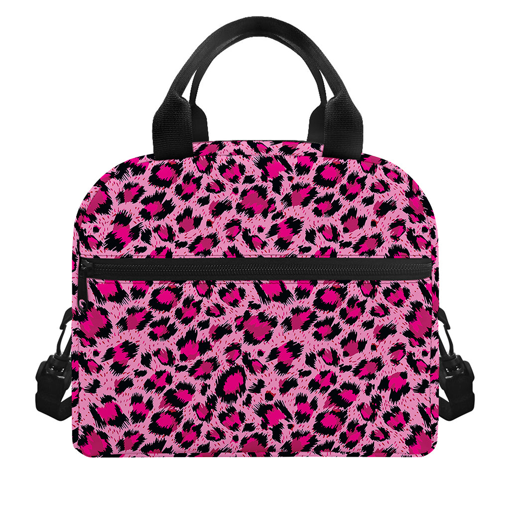 Pink Leopard Print Insulated Lunch Bag