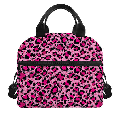 Pink Leopard Print Insulated Lunch Bag
