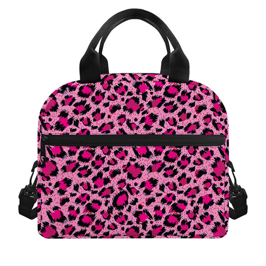 Pink Leopard Print Insulated Lunch Bag