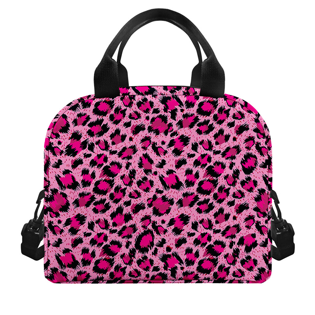Pink Leopard Print Insulated Lunch Bag