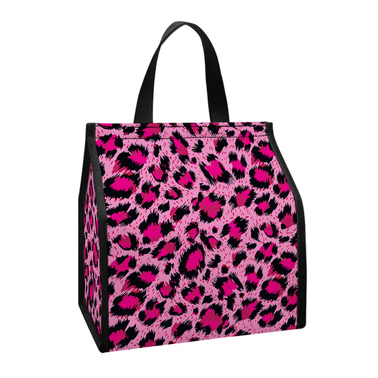 Pink Leopard Print Insulated Lunch Tote
