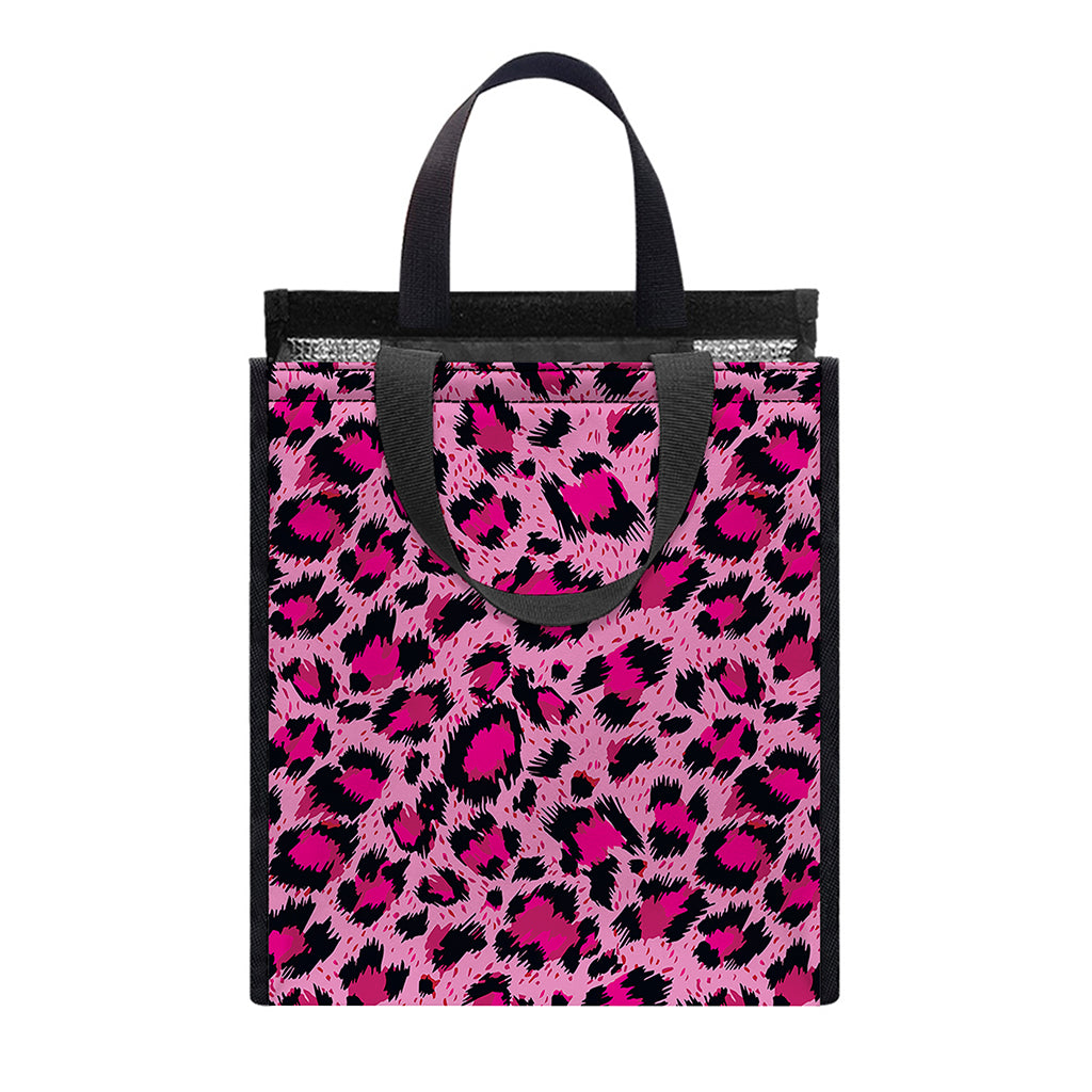 Pink Leopard Print Insulated Lunch Tote