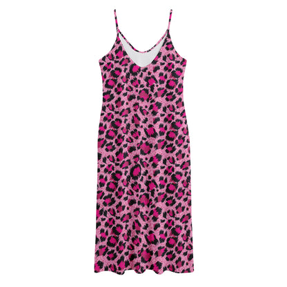Pink Leopard Print Jersey Midi Cami Dress