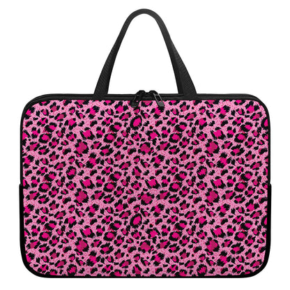 Pink Leopard Print Laptop Sleeve With Handle
