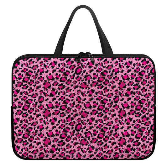 Pink Leopard Print Laptop Sleeve With Handle