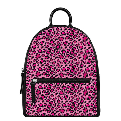 Pink Leopard Print Leather Backpack