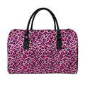 Pink Leopard Print Leather Duffel Bag