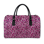 Pink Leopard Print Leather Duffle Bag
