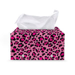Pink Leopard Print Leather Tissue Box Cover